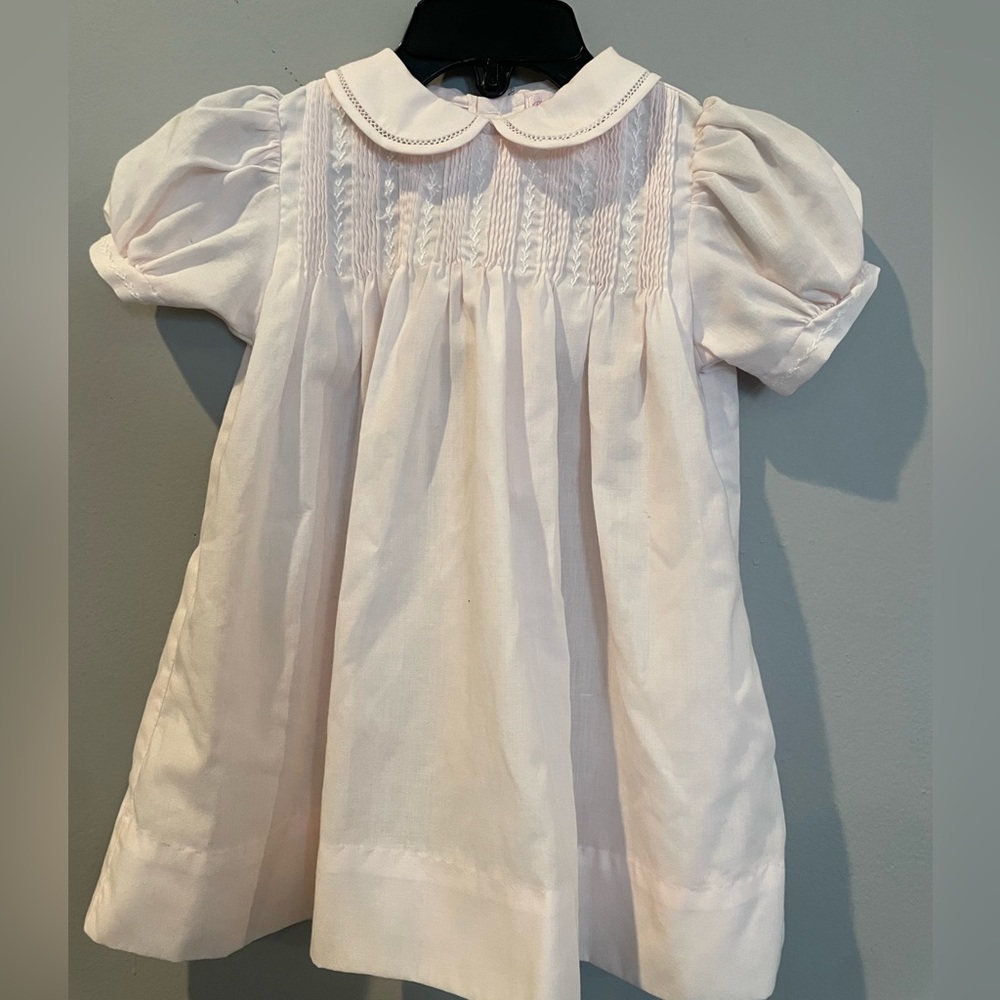 Pink Pleated Smocked Dress